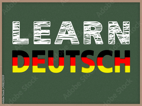 Learn another Language - Chalk on green blackboard