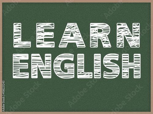 Learn another Language - Chalk on green blackboard