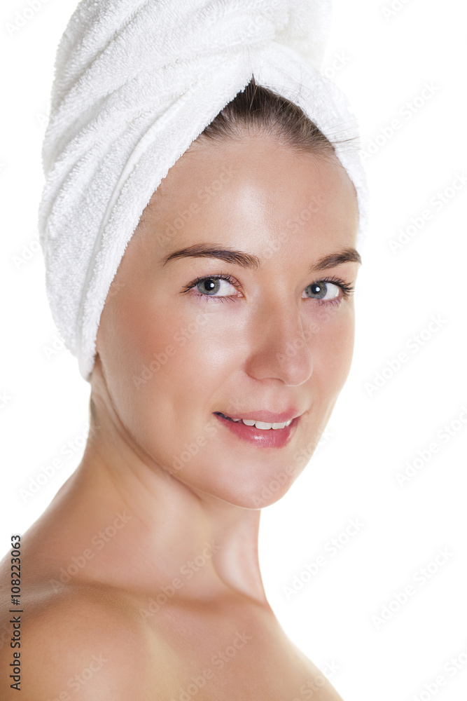 Beautiful Happy Spa Girl Isolated on a White Background Beautiful Happy Spa Girl Isolated on a White Background