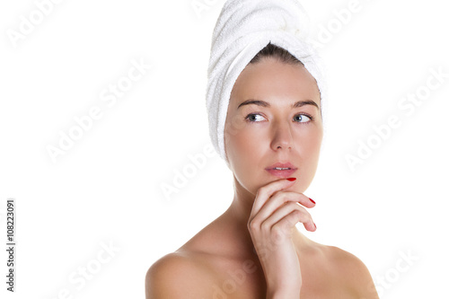 Beautiful Happy Spa Girl Isolated on a White Background