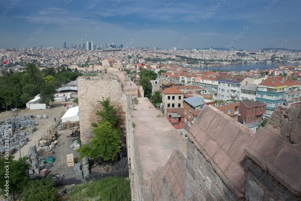Aerial vew of Istanbul from Yedikule Fortress.