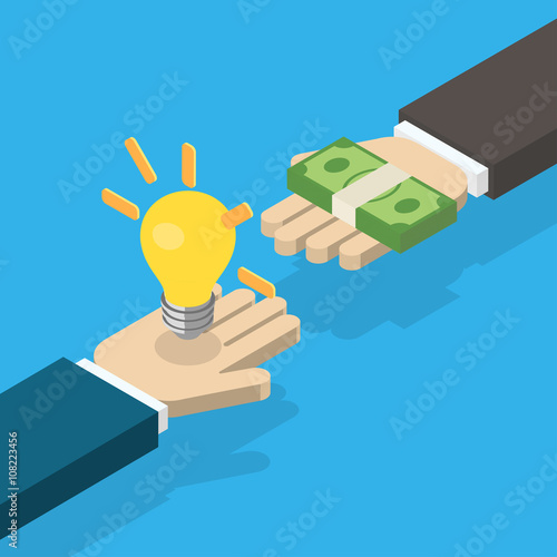 Idea trading for money concept. 