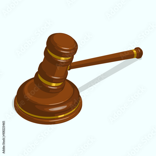 Wooden glossy judge gavel. 