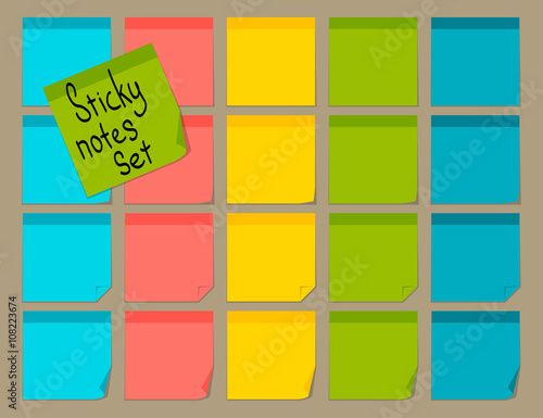 Blank colorful sticky notes set. 