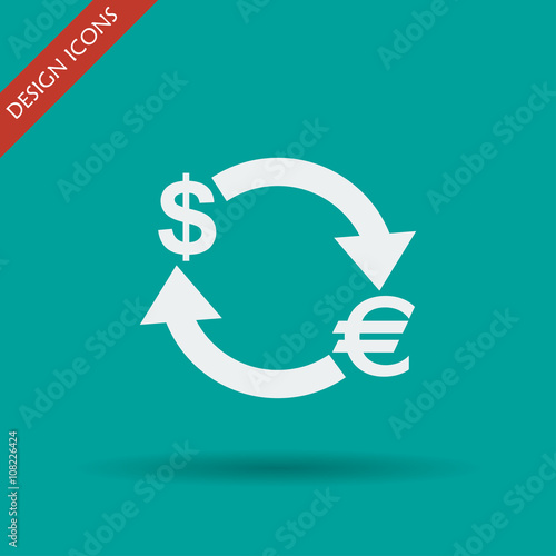Money convert icon. Euro Dollar