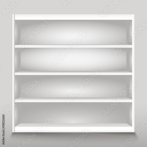 Empty shelves vector illustration. Template for a content