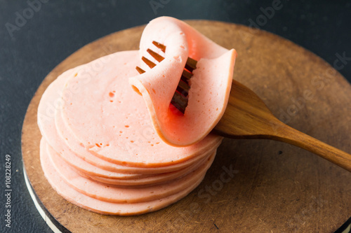 ham sausage or rolled bologna slices 