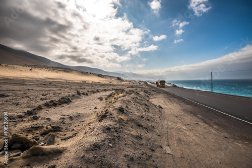 Panamericana road with Pacific ocean on the right