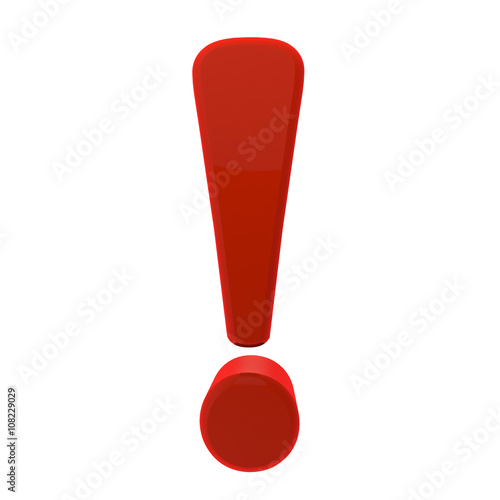 modeled in 3D exclamation point on a white background