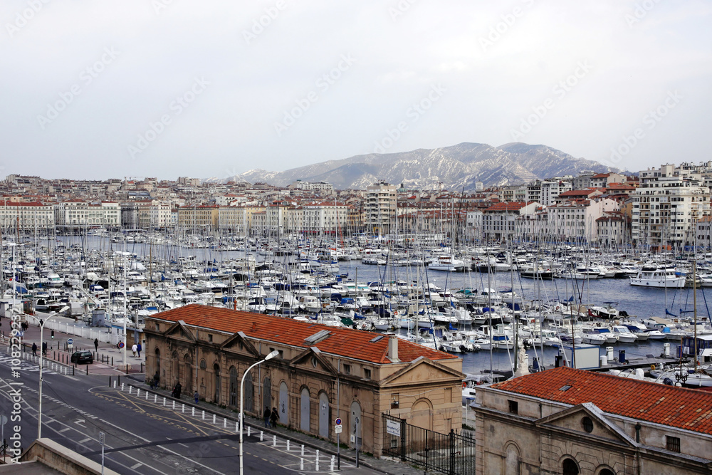 historic sheds and old harbor of marseille