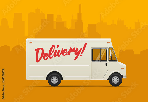 Delivery truck. Flat styled vector illustration.