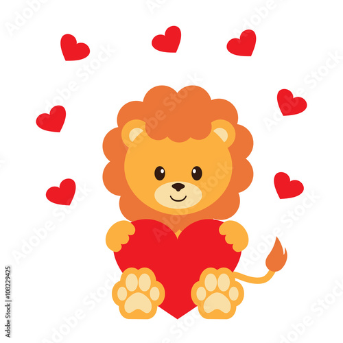 lion and heart vector photo