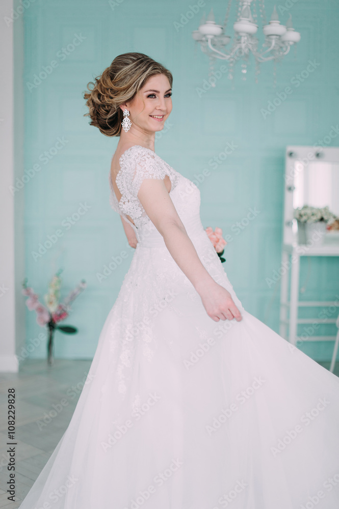 Portrait of bride in flower decor, studio photo. Beautiful Bride portrait wedding makeup and hairstyle, fashion bride model jewelry and beauty girl face, gorgeous beauty bride, studio, flower series Portrait of bride in flower decor, studio photo. Beautiful Bride portrait wedding makeup and hairstyle, fashion bride model jewelry and beauty girl face, gorgeous beauty bride, studio, flower series