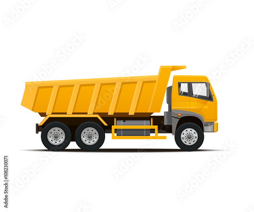Yellow Dumper Truck. High Detailed Vector illustration.