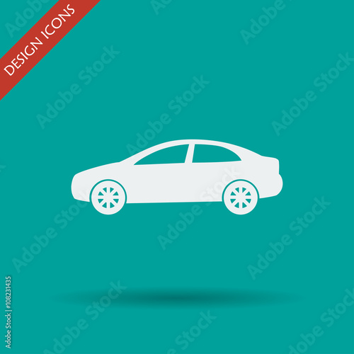 Car icon. Flat design style