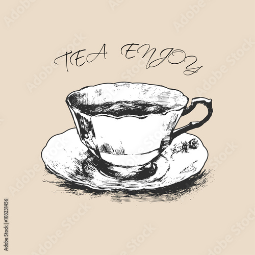 cup of tea. graphic image. vector illustration