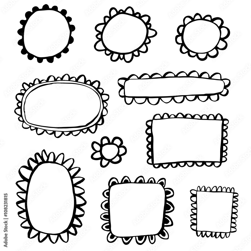 Scribbled hand drawn scalloped frames Scribbled hand drawn scalloped frames