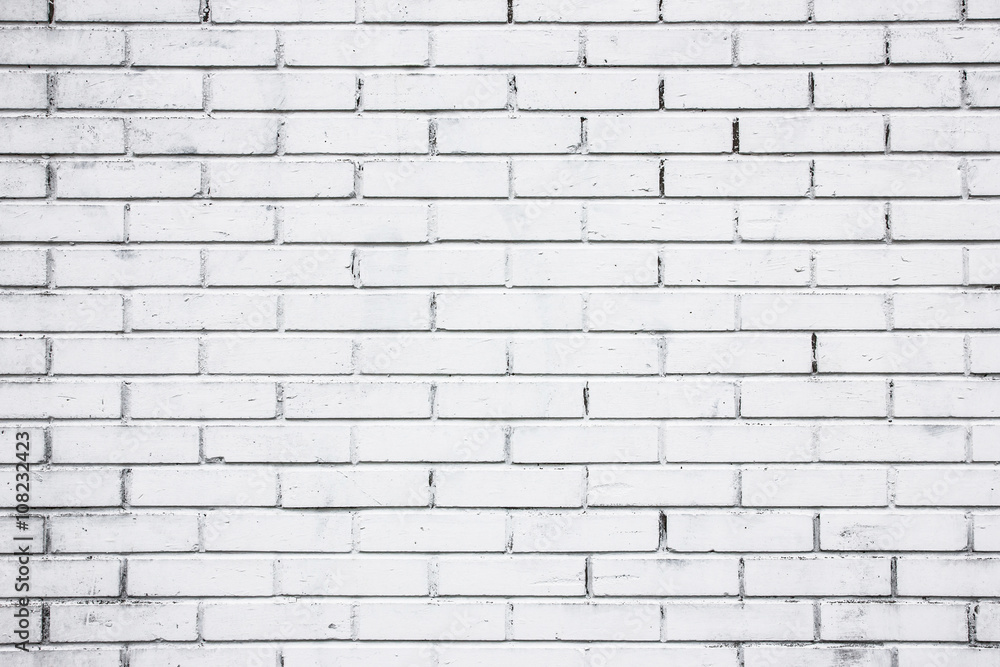White grunge brick wall background.