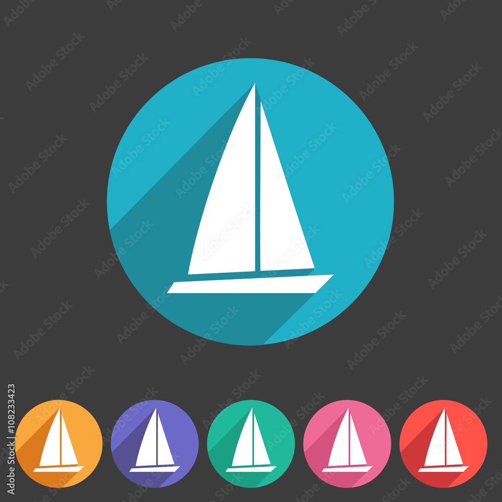 Sail boat yacht icon flat web sign symbol logo label