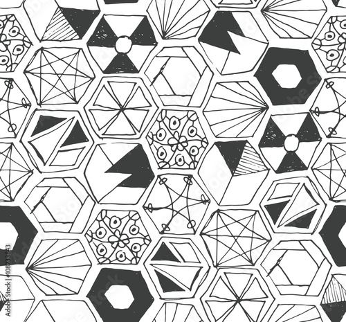 Hand drawn doodle hexagons ...