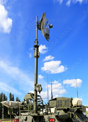 Military vehicle with antennas