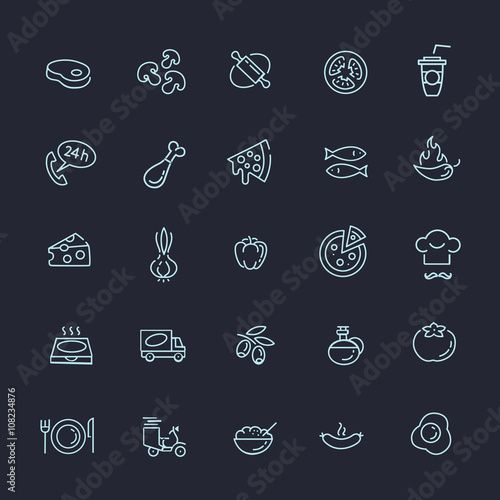 Italian traditional pizza - web icons set