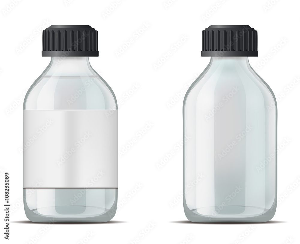 Glass medicine bottle with screw cap Glass medicine bottle with screw cap