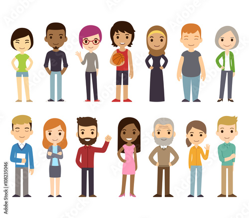 Cartoon diverse people