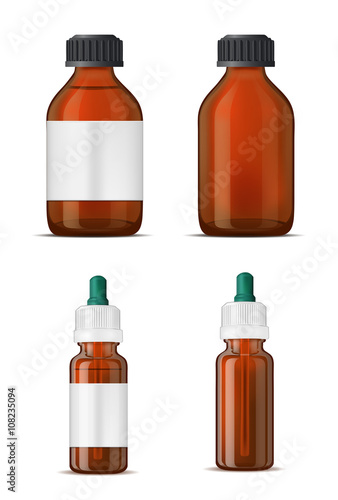 Brown glass medicine bottle with screw cap