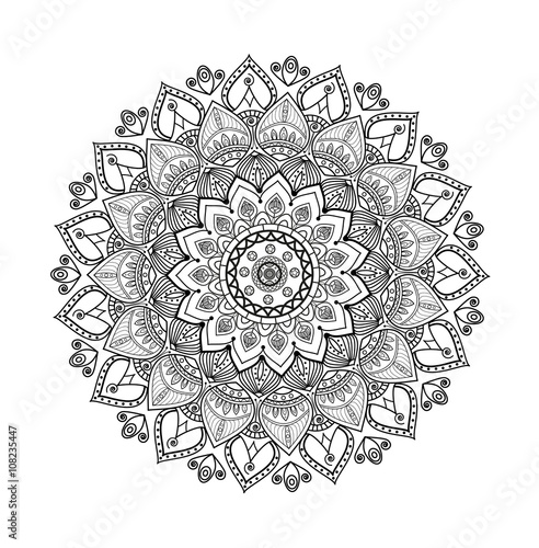 Black and white mandala vector for coloring book, mandala in bianco e nero vettoriale da colorare