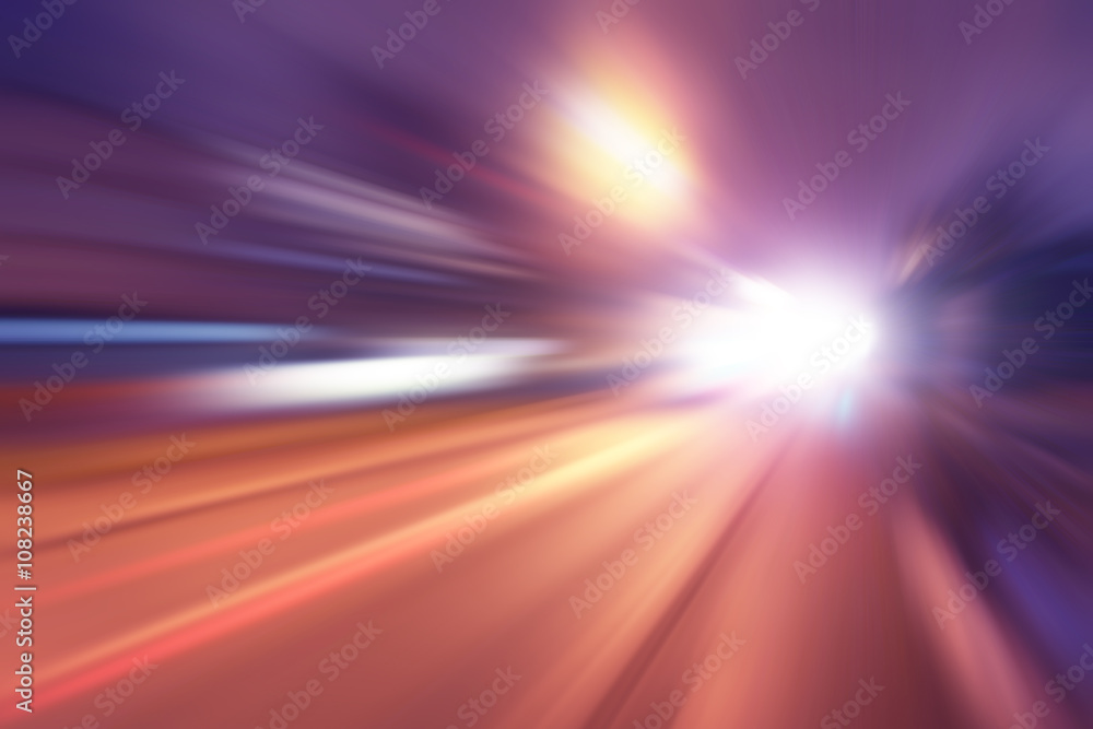 Abstract image of speed motion in the city at twilight.
