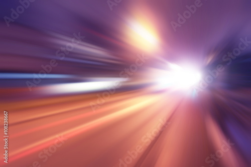 Abstract image of speed motion in the city at twilight.
