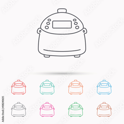 Multicooker icon. Kitchen electric device symbol