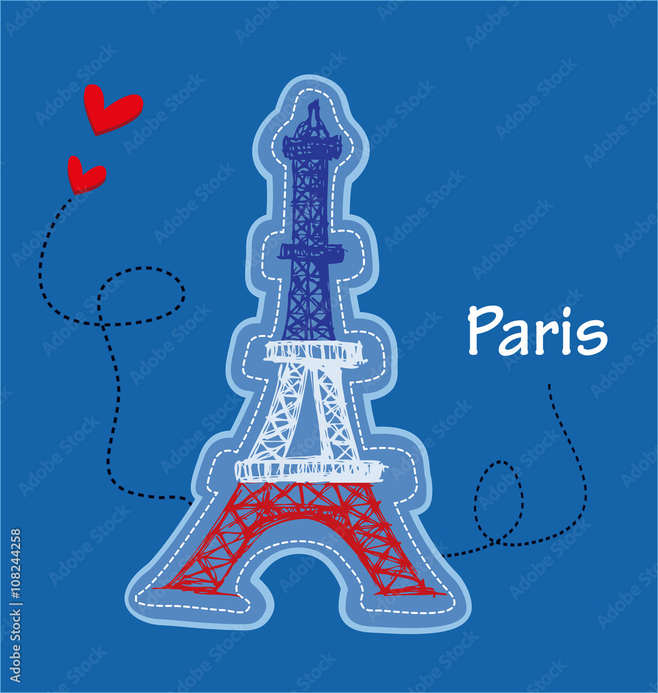 Fototapeta premium Eiffel tower and two hearts