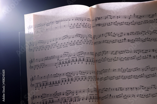 Music sheets in the shadow,...