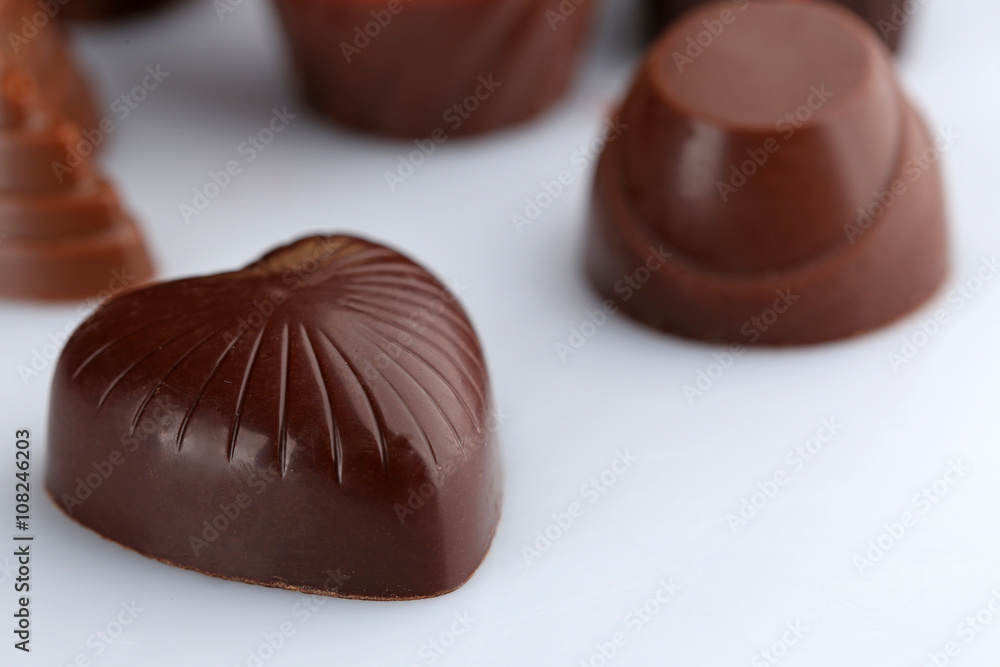 Assorted chocolate candies, close up Assorted chocolate candies, close up