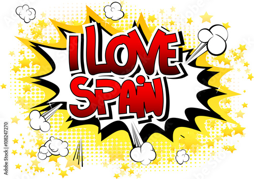 I Love Spain - Comic book style word.