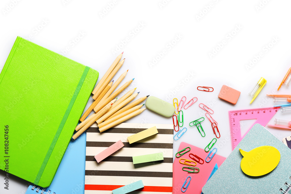 Fototapeta premium Set of stationery isolated on white