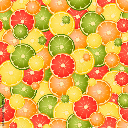 Seamless pattern with different slice citruses