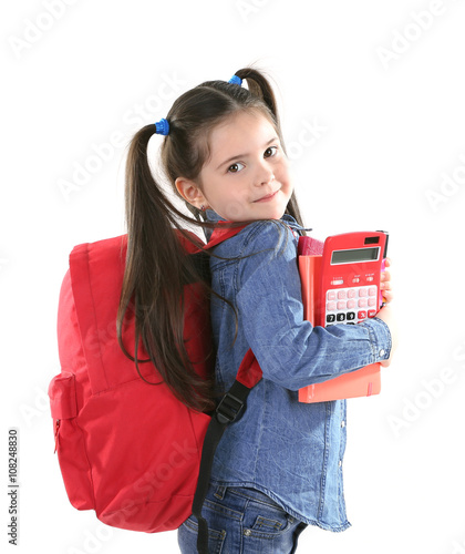 Little girl with red back p...