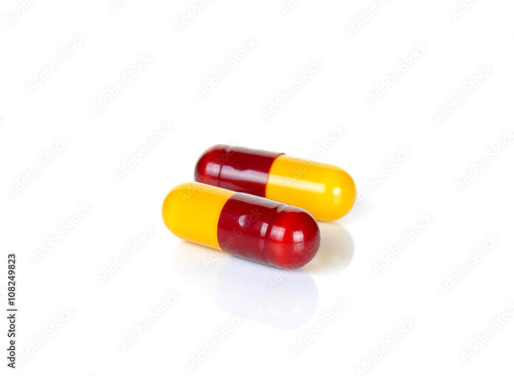 Fotografie Pill capsule isolated on the white background