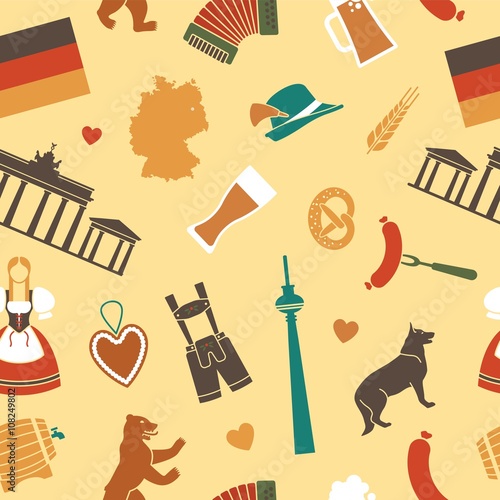 Seamless background with symbols of Germany