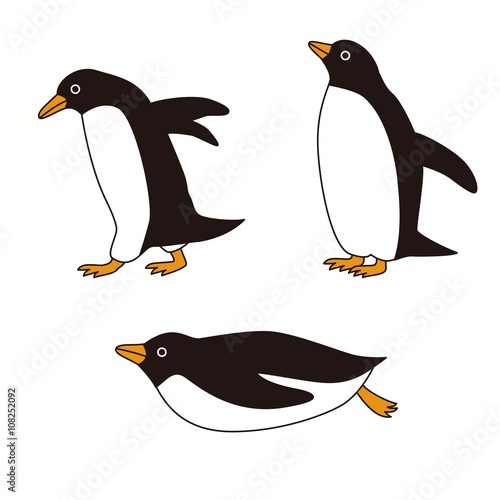 いろいろなポーズのペンギン