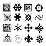 Silhouettes of different patterns on a white background