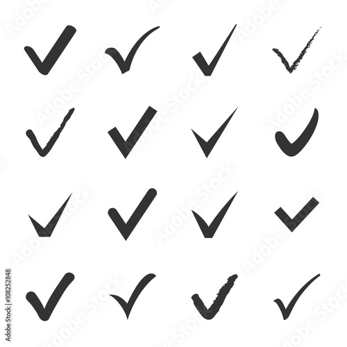 Vector set of black confirm check box icons.