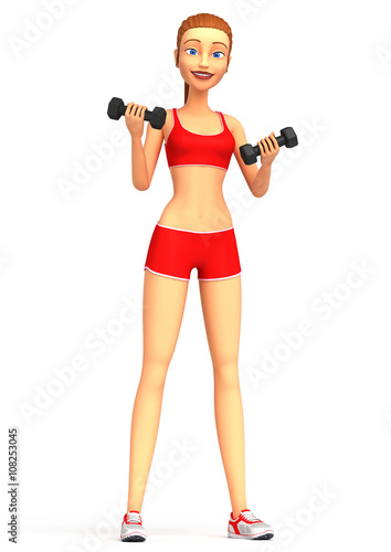 3d rendering illustration. Girl athlete isolated on white backgr