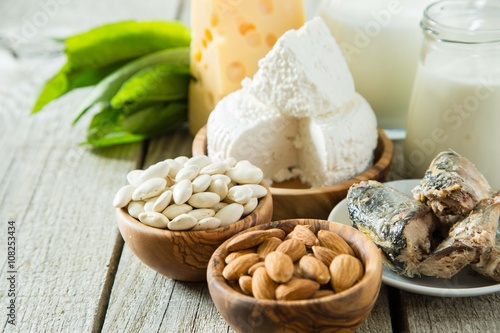 Selection of food that is rich in calcium photo