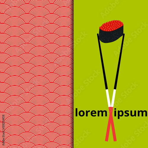 Sushi menu, seamless pattern with sushi