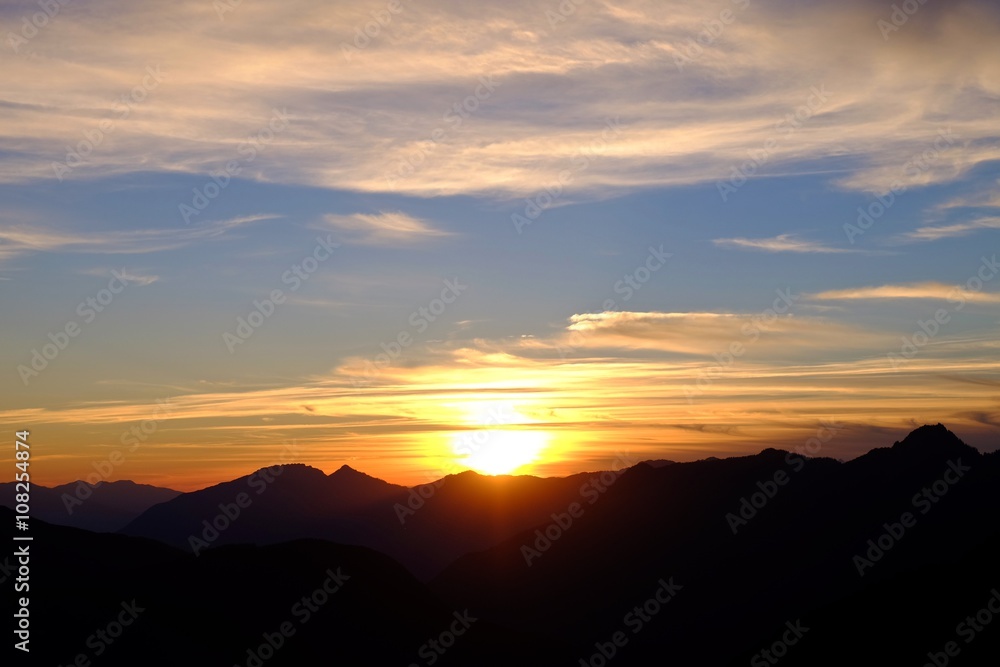 Sunrise over Mountains. California, USA. 