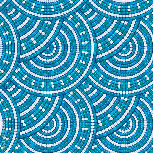 Mosaic pattern - Blue ceramic round classic geometric ornaments.